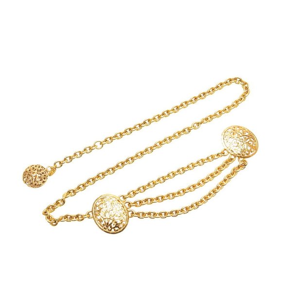 CHANEL Accessories - CHANEL Coco Mark Honeycomb Belt Gold Plated